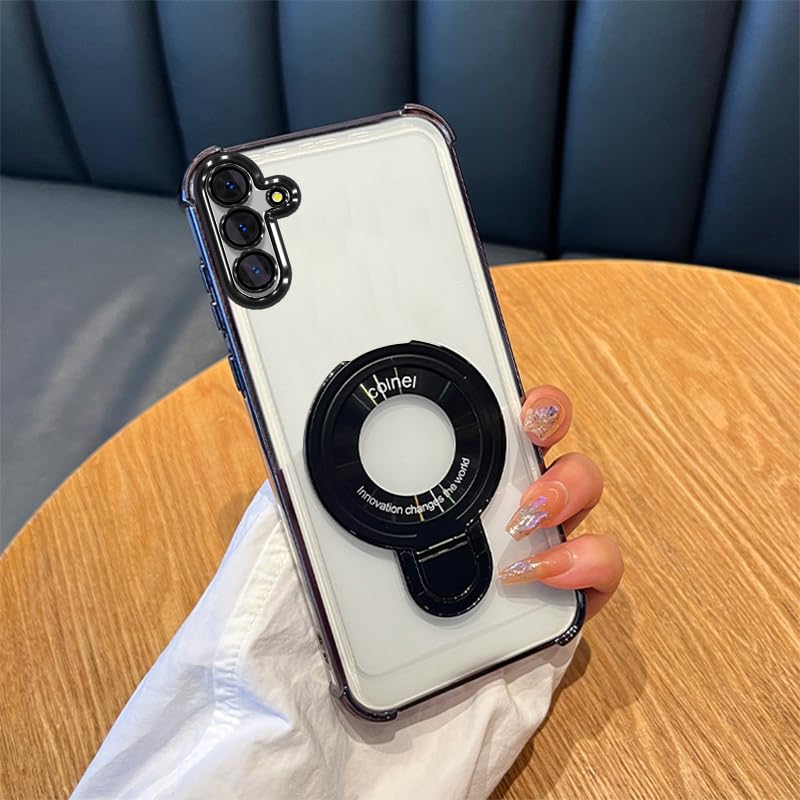 Case Compatible with Samsung Note 10 Plus Case Rugged softcase Protective with Ring Stand Clear Phone case for Samsung Note 10 Plus,Black - color: Black, size: Samsung Note 10 Plus