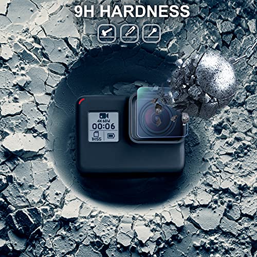 FiTSTILL Screen Protector [6 PCS] for Go Pro Hero 7(Only Black)/Hero HD(2018)/Hero 5/Hero 6, Ultra Clear Tempered Glass Screen Protector + Lens Protector + Lens Cap Cover Accessories - size: For Go Pro hero 7/6/5(Only Black)
