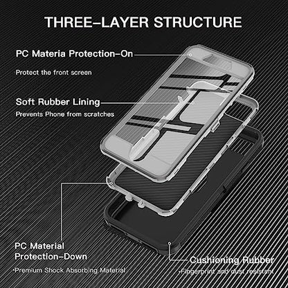 I-HONVA for iPhone SE 2022/2020 Case Built-in Screen Protector Shockproof Dust/Drop Proof 3 in 1 Full Body Rugged Heavy Duty Cover for Apple iPhone SE 3rd/2nd Gen 4.7,Black/Grey - color: Black/Grey