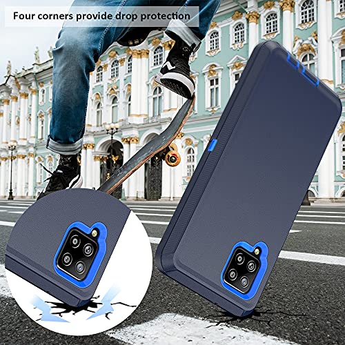 Compatible with Samsung Galaxy A42 5G Case,with Screen Protectors,Heavy Duty Rugged Shockproof Full Body Protection Kickstand Case with Belt Clip Holster for Samsung Galaxy A42 5G (Blue) - color: Blue