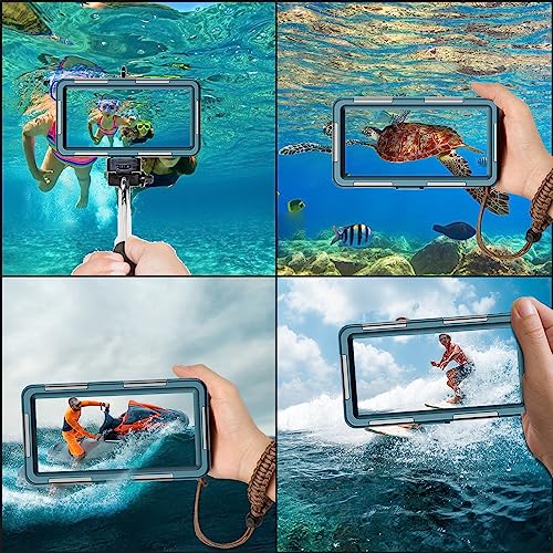 Professional Waterproof Diving Case for Snorkeling, 15M/50FT Underwater Photo & Video Protective Housing Lanyard for iPhone 17/16/15/14/13-11Pro Max/Samsung S25/S24/S23/S22/S21Ultra/Plus Teal-Blue