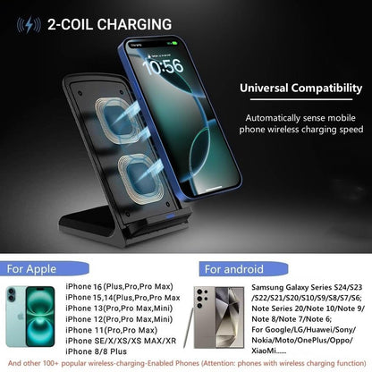 25W Fast Wireless Charger,Wireless Charging Desktop Stand for iPhone Duo/18 - color: Black