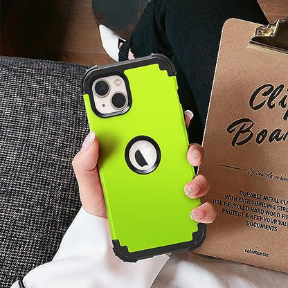 IDweel for iPhone 15 Case with Screen Protector,Luxury 3 in 1 Shockproof Slim Fit Hybrid Heavy Duty Protection Glitter Hard PC Cover Soft Silicone Bumper Full Body Case,Green - color: Green