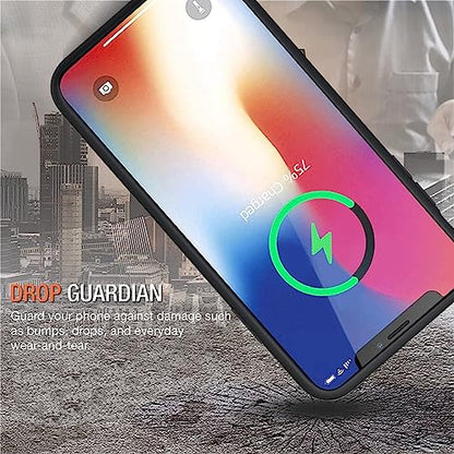 Battery Case for iPhone X/XS, Enhanced 10000mAh Portable Protective Wireless Charging Case Support Carplay Compatible with iPhone X/XS (5.8 inch) Rechargeable Extended Battery Charger Case (Black) - size: iPhone X/XS