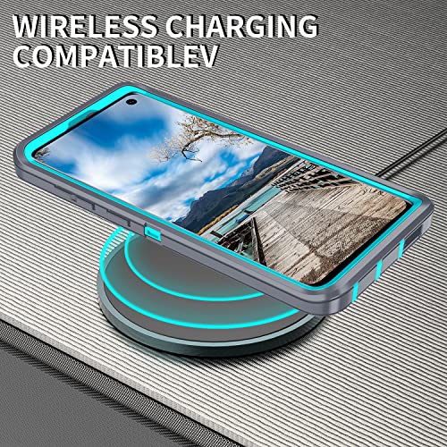 for Galaxy S10 Case,[Without Screen Protector] Heavy Duty Shockproof Dust/Drop Poof 3 Layers Full Bady Protection Rugged Case for Galaxy S10,Grey/Turquoise - color: Grey/Turquoise