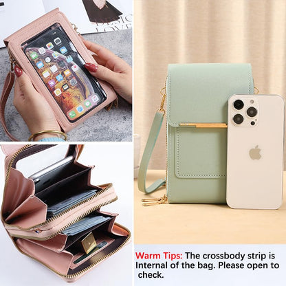 Anti-Theft Leather Bag,Small Crossbody Cell Phone Purse Wallet for Women,RFID Block Phone Purse Crossbody with Shoulder Strap - color: Green