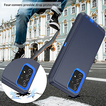 TENCO Compatible with Samsung Galaxy A52 5G Case,with Screen Protectors,Heavy Duty Rugged Shockproof Full Body Protection Kickstand Case with Belt Clip Holster for Samsung Galaxy A52 5G (Blue) - color: Blue