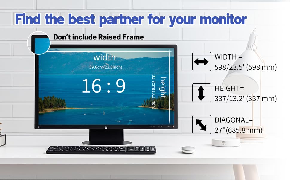 Removable Hanging 27" Monitor Blue Light Blocking Screen Protector