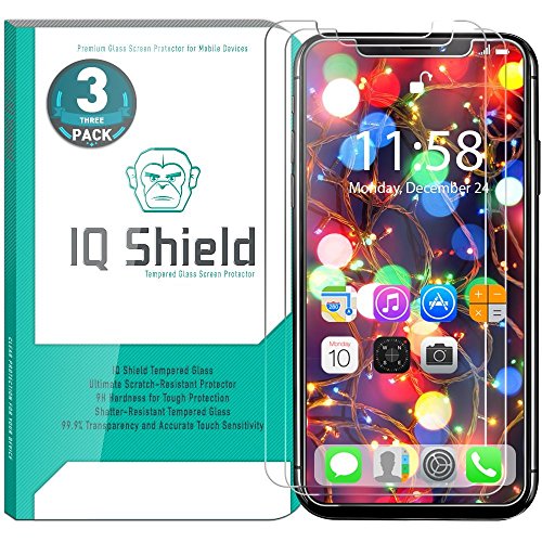 IQShield Glass Screen Protector Compatible with iPhone X (iPhone 10 2017)(3-Pack)(Case Friendly) Clear Tempered Ballistic Glass HD and Transparent Shatter-Proof Shield, 99% Touch Accuracy - size: 6.3 Inch