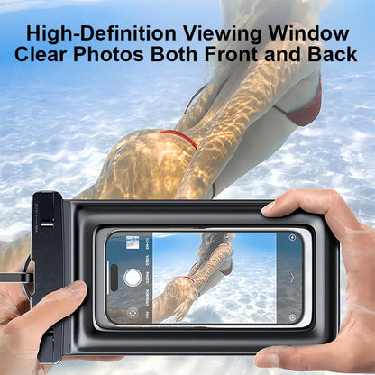 IPX8 Waterproof Phone case, Floating Waterproof Phone Pouch with Adjustable Lanyard & Airbag Heavy-Duty Protection, 7.2" Clear Cellphone Dry Bags for Vacation Beach Pool Cruise Travel Essentials-Black - color: Black