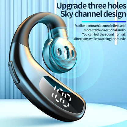 Open Ear Bluetooth 5.5 Wireless Earbuds 180° Rotatable Design Single Earpiece LED Display 72H Playtime Ear Headset for Cell Phone