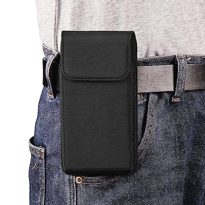 Nylon Cell Phone Holster Belt Clip Case Pouch Holder for Motorola Moto G Power 5G 2025 2024 G Play 2023 G Stylus 5G 2022 2021 G Pure One 5G Galaxy S21 Ultra A14 A05 A06 A13 A23 (Fits Protective Cover)