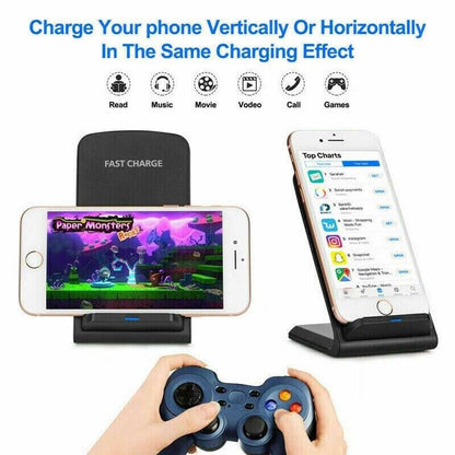 15W Fast Wireless Charging Stand | Qi Certified Charger Dock Station | Compatible with iPhone 14/13/12, 11/11 Pro Max/X/8, Samsung Galaxy S22 S21/S20/S10 Note 20/10 Qi-Enabled Phone