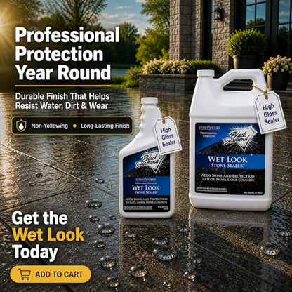 Wet Look Stone & Concrete Sealer, High Gloss for Pavers & Patios, 4oz Trial - style: Trial Size (4oz)
