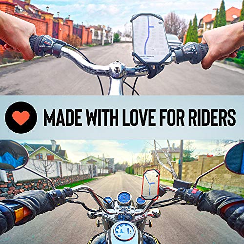 Upgraded 2026 Bicycle & Motorcycle Phone Mount - The Most Secure & Reliable Bike Phone Holder for iPhone, Samsung or Any Smartphone. Stress-Resistant & Highly Adjustable. x10 to Safeness & Comfort