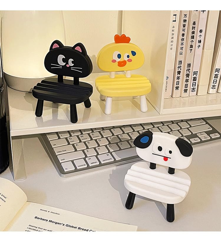 Super Cute Funny Face Animal Chair Cell Phone Stand, Adjustable Mobile Phone Support‌ Holder‌ Cellphone Mount‌ for Desk, Compatible with Phone 17 16 15 14 13, Smartphone, Pad, Tablet-Yellow Dog - color: Yellow Dog