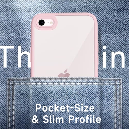 LoeoeL for iPhone SE 2022/2020/ 7/8 Case Clear, Transparent Hybrid SE Phone Case [Hard Plastic & Soft Silicone Bumper] Acrylic Non Yellowing Thin Slim Protective Cover, Light Pink - color: Light Pink, size: SE / 7 / 8