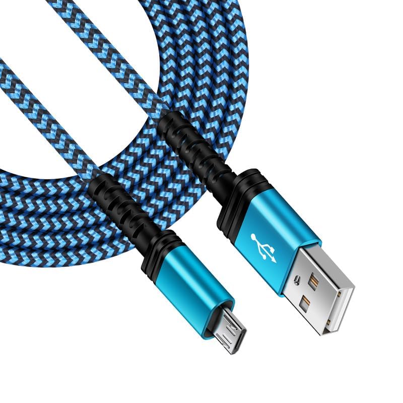 Micro USB Cable 6ft Long, Best Replacement USB to Micro-USB Android Cord - color: Blue, style: Micro USB Cable
