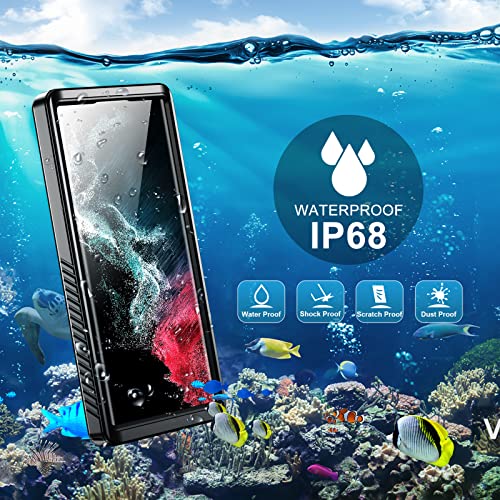 SPIDERCASE Designed for Samsung Galaxy S22 Ultra Case Waterproof, Built-in Screen Protector Full Protection Heavy Duty Shockproof Anti-Scratched Rugged Case, Black - color: Black