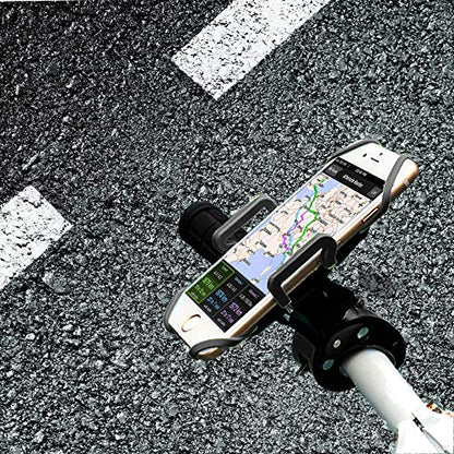 Bike Mount, Bike Phone Mount Motorcycle Baby Carriage Bicycle Mic Stand Cell Phone Holder Cradle with Rubber Strap 360 Degree Rotate for iPhone X 7 6s Plus 5s 5SE Sony Samsung (Black) - color: Black