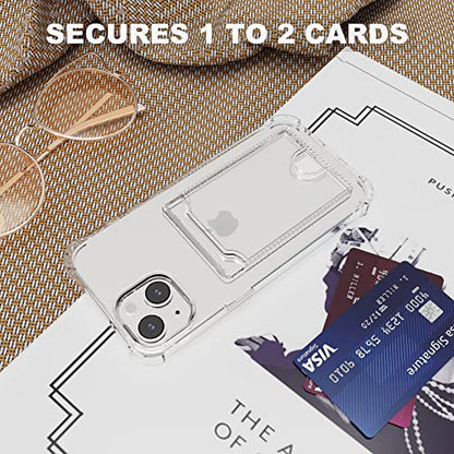 for iPhone 14 Plus Clear Card Case, Protective Shockproof TPU Slim Wallet Phone Case with Card Holder - size: iPhone 14 Plus