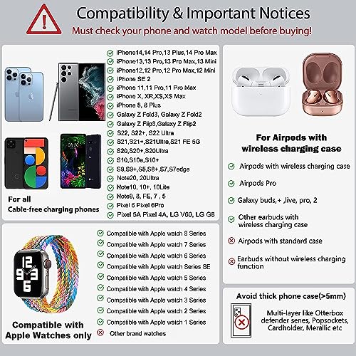 Wireless Charging Station, YiJYi 3 in 1 Watch Charger Stand with Digital Clock Suitable for iWatch SE/6/5/4/3/2/1,AirPods Pro, for iPhone 16/15/14/13/12/11 Pro Max/XS/XR/X/8/Samsung S23/S22/S21 - size: for Apple
