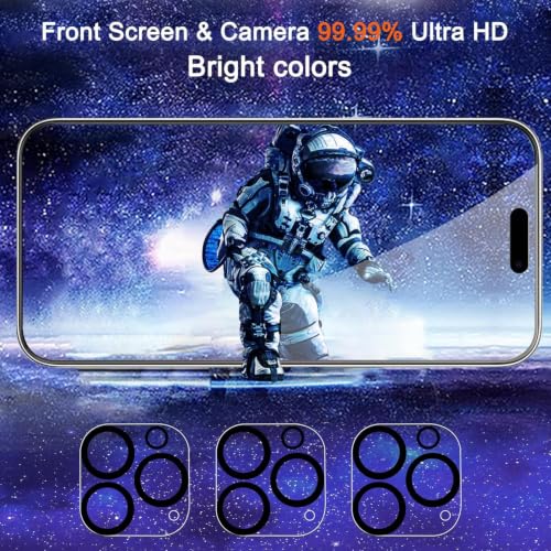 Ferilinso 3 Pack Screen Protector for iPhone 16 Pro, Tempered Glass, HD | 9H+ Hardness, Military-Grade Shatterproof, Case Friendly, Easy Installation Bubble Free, with Camera Lens Protectors - size: iPhone 16 Pro-6.3 IN