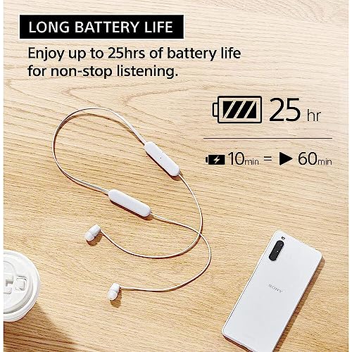 Sony WI-C100 Wireless in-Ear Bluetooth Headphones with Built-in Mic, Black - color: Black, size: One Size