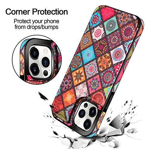 HianDier Wallet Case Compatible with iPhone 13 Pro MAX Case 5G 6.7-inch Slim Protective with Credit Card Slot Holder Flip Folio Soft PU Leather Magnetic Closure Cover, Colorful - color: Colorful