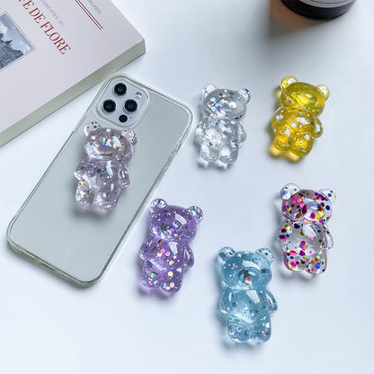 1Pc Bear Phone Grip Tok Folding Bracket Mobile Phone Finger Holder Mobile Phone Cartoon Foldable Epoxy SequinsCute B 3D Ear Shaped for Desktop Mobile Phone Cell Phones and Accessories (Yellow) - color: Yellow