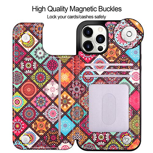 HianDier Wallet Case Compatible with iPhone 13 Pro MAX Case 5G 6.7-inch Slim Protective with Credit Card Slot Holder Flip Folio Soft PU Leather Magnetic Closure Cover, Colorful - color: Colorful