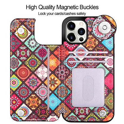 HianDier Wallet Case Compatible with iPhone 13 Pro MAX Case 5G 6.7-inch Slim Protective with Credit Card Slot Holder Flip Folio Soft PU Leather Magnetic Closure Cover, Colorful - color: Colorful
