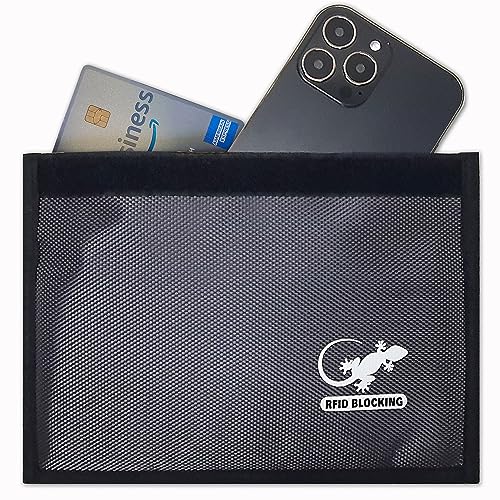Gecko Travel Tech Faraday Bag Anti-Tracking GPS RFID Car Key Signal Blocker Wallet Shielding Pouch Protective Case for Cell Phone Car Key FOB, Data Privacy, Electronic Device Security (GRAY - NYLON) - color: GRAY - NYLON