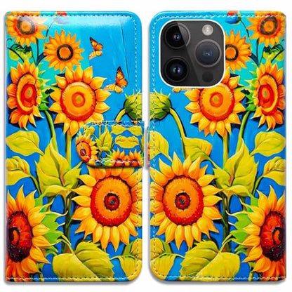 RFID Safe Case for iPhone 15 Pro Max,RFID Blocking,Yellow Sunflower Butterfly Leather Flip Phone Case Wallet Cover with Card Slot Holder Kickstand for iPhone 15 Pro Max - color: Yellow Sunflower Butterfly