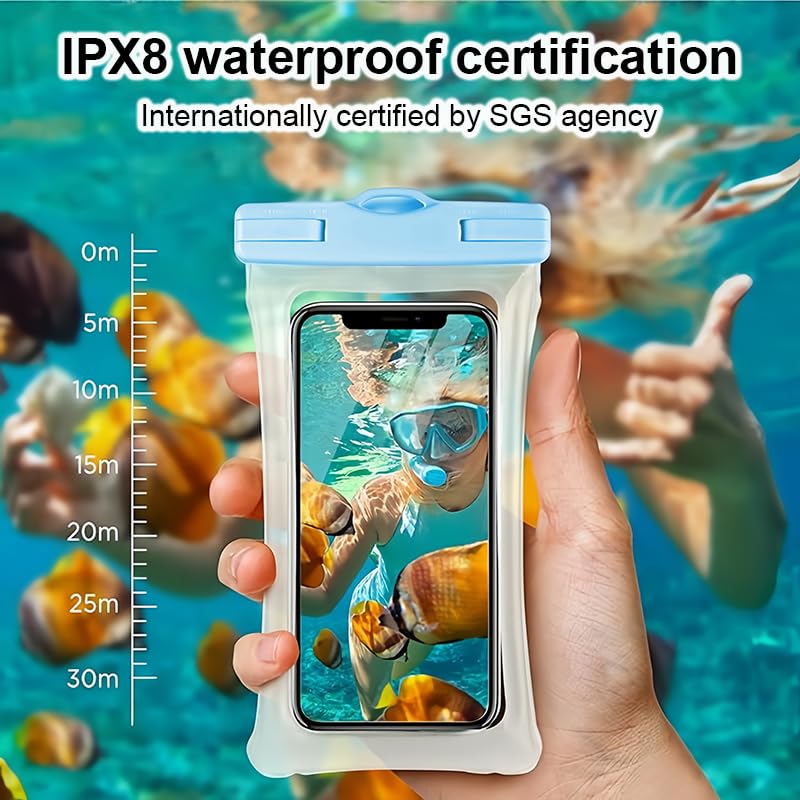 IPX8 Waterproof Phone case, Floating Waterproof Phone Pouch with Adjustable Lanyard & Airbag Heavy-Duty Protection, 7.2" Clear Cellphone Dry Bags for Vacation Beach Pool Cruise Travel Essentials-Black - color: Black