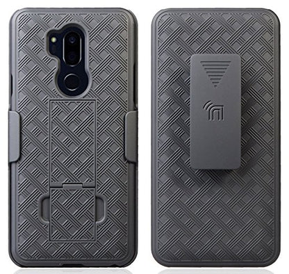 Nakedcellphone Holster Combo for LG G7 ThinQ Phone Case & Belt Clip - Black | Hard Shell and Rotating Holder, Kickstand, Satisfying Texture, Slim, Matte, Also Fits LG G7 Plus / G710