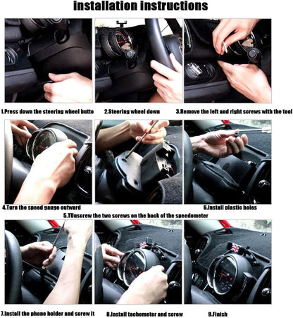 Behind Tachometer Mount Smart Phone GPS Mounting Design Phone Holder Kit for Mini Cooper R55 R56 R57 R60 R61(2008-2013seris) Union Jack (RED) - color: RED