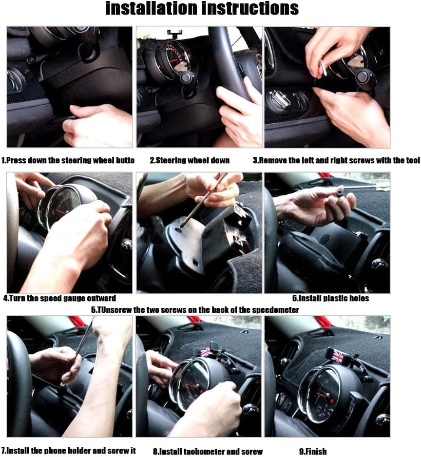 Behind Tachometer Mount Smart Phone GPS Mounting Design Phone Holder Kit for Mini Cooper R55 R56 R57 R60 R61(2008-2013seris) Union Jack (Gray) - color: Gray