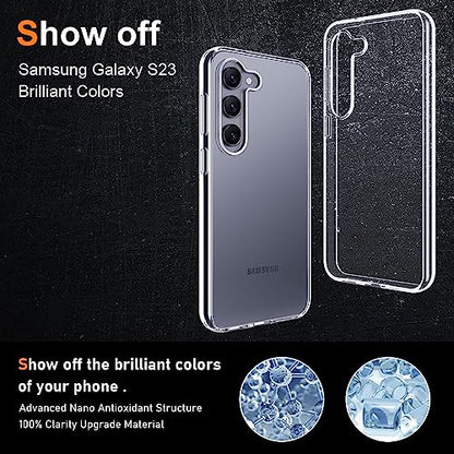 Silicone Clear for Samsung Galaxy S23 Case,Thin with Comfort Grip | Soft Slim-Fit TPU Galaxy S23 Phone Cover,Non-Slip,Shockproof Protection,Scrath-Resistant - size: Galaxy S23