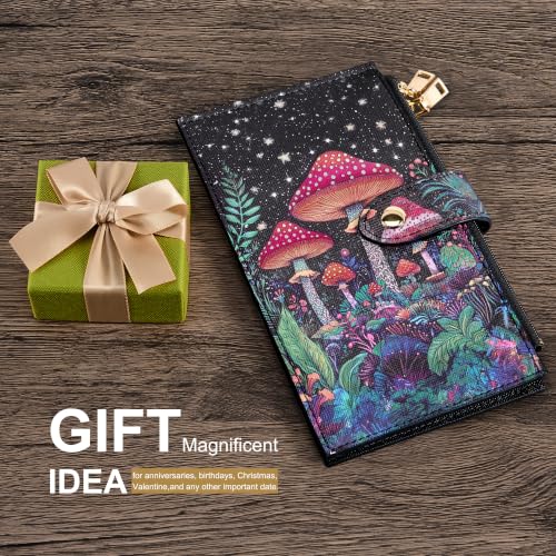 Travelambo RFID Wallet Women Large Size Bifold Multi Card Wallet Case with Zipper Pocke Credit Card Holder for Women - color: Black Mushroom