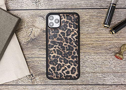 Venito Lucca Leather Case Compatible with iPhone 11 Pro Max (6,5inch) – Extra Secure with Padded Back Cover -Leopard Pattern - color: Leopard Pattern, size: iPhone 11 Pro Max