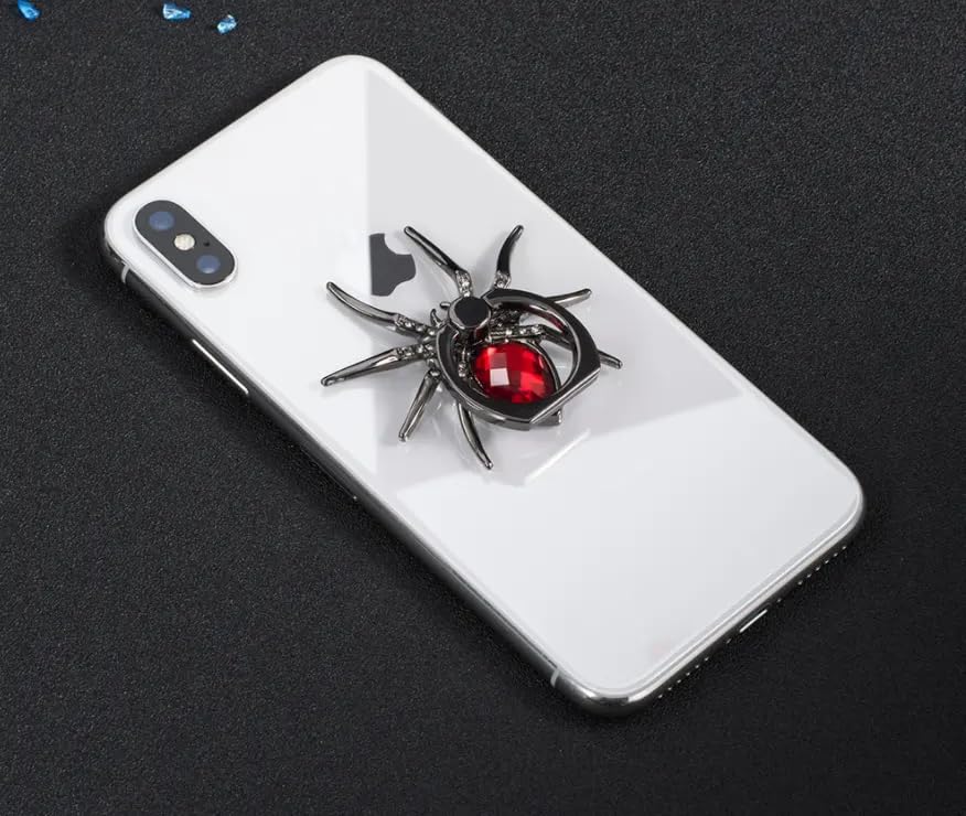 Spider Shape Phone Ring Holder 360° Rotating Universal Spider Mobile Stand - Polished Metal Grip for Cell Phones (Red) - color: Red
