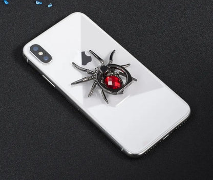 Spider Shape Phone Ring Holder 360° Rotating Universal Spider Mobile Stand - Polished Metal Grip for Cell Phones (Red) - color: Red
