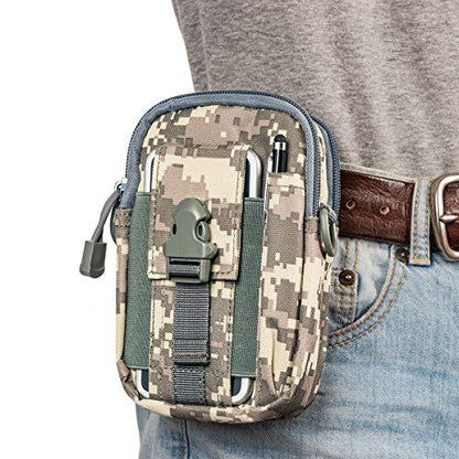 Tactical Molle Phone Pouch Nylon Multi-Purpose EDC Pouch Utility Waist Bag Tool Holster with Shoulder Strap for 4.7"-6.7" Smartphone - color: ACU