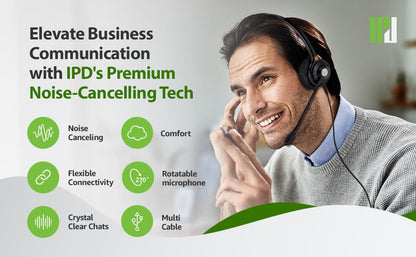 IPD IPH-210 Office Phone Headset Wired QD to RJ9 Monaural - color: 210-DG-FOAM