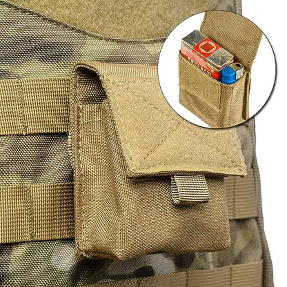 TRIWONDER Tactical Cigarette Pouch Molle Small Military Bag Battery Cigarette Case EDC Utility Card Holder Lighter Slot Mini Cigar Waist Pack - color: 01 Black - 2 Pack