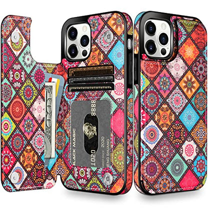 HianDier Wallet Case Compatible with iPhone 13 Pro MAX Case 5G 6.7-inch Slim Protective with Credit Card Slot Holder Flip Folio Soft PU Leather Magnetic Closure Cover, Colorful - color: Colorful