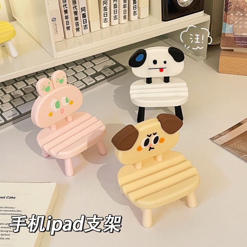 Super Cute Funny Face Animal Chair Cell Phone Stand, Adjustable Mobile Phone Support‌ Holder‌ Cellphone Mount‌ for Desk, Compatible with Phone 17 16 15 14 13, Smartphone, Pad, Tablet-Yellow Dog - color: Yellow Dog