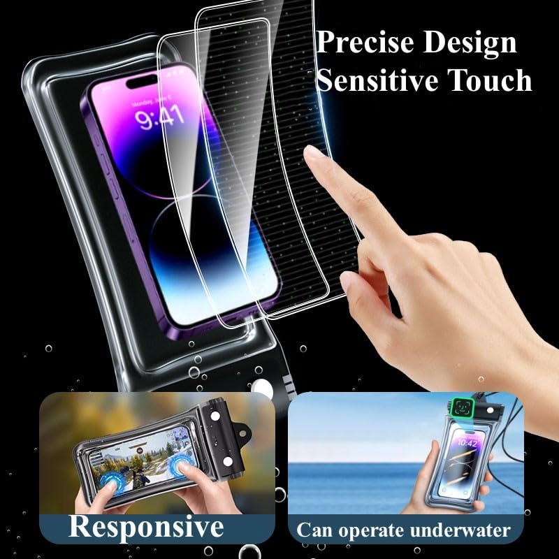 Waterproof Phone Pouch,Floatable Waterproof Phone Pouch with Touchscreen,Universal IPX8 Waterproof Cell Phone Case,Underwater Photography,for Swimming,Rafting,Diving,for All Models (Pink) - color: pink
