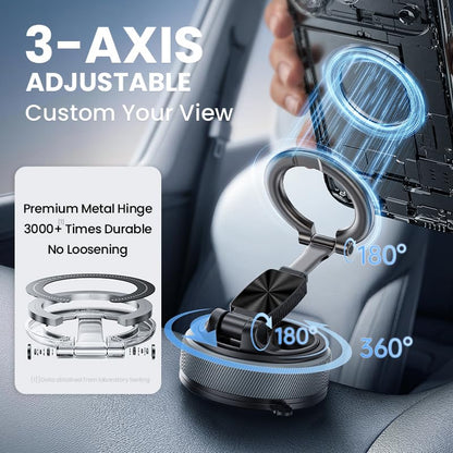 Magnetic Car Phone Mount 2-in-1 Detachable Ring Stand for Desk & Dashboard